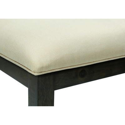 44" Cream Upholstered Bench with Gray Solid Wood Frame