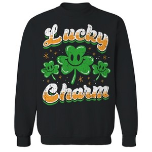 Rerun Island Men's Lucky Charm Long Sleeve Graphic Cotton Sweatshirt - Black - 1 of 1