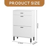 Freestanding Shoe Storage Cabinet with 2 Flip Drawers and Metal Legs - Leovsnove - 4 of 4