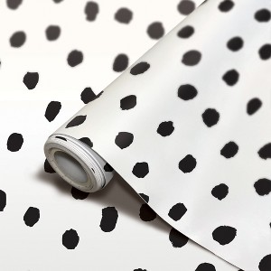 Teacher Created Resources® Peel and Stick Decorative Paper Roll, 17-1/2" x 10 ft, Black Painted Dots - 1 of 4
