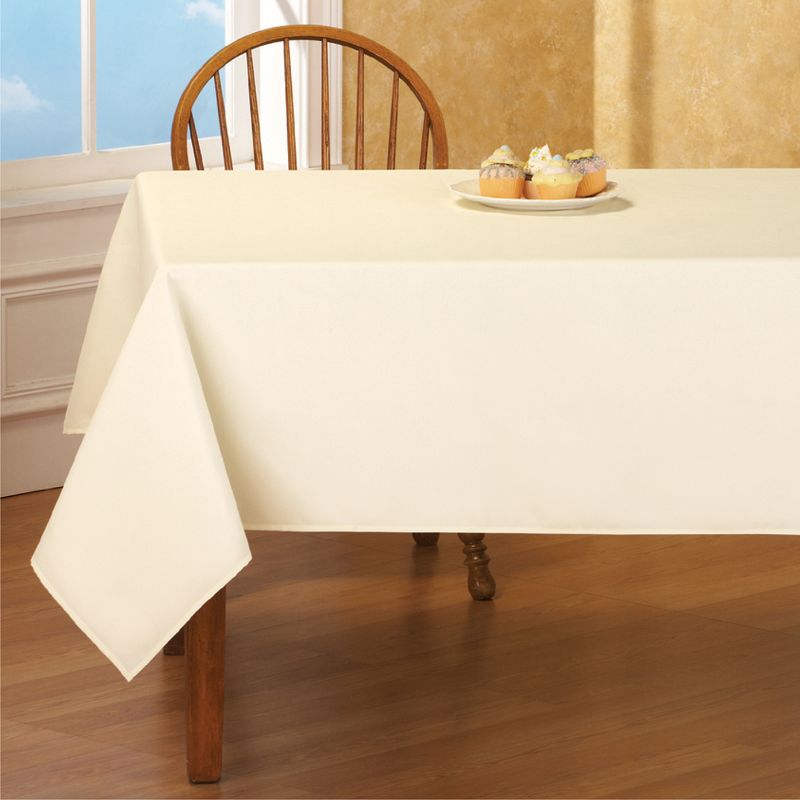 Collections Etc Basic Solid Color Rectangular Tablecloth Linen, 60" W x 90" L - Fits All Common Sized Rectangular Tables, Durable Hand, 2 of 3