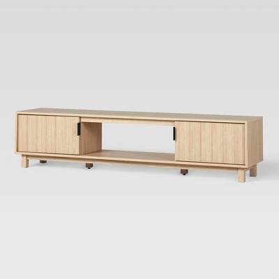 Modern Fluted Wood 2 Door TV Stand for TVs up to 80" - Saracina Home