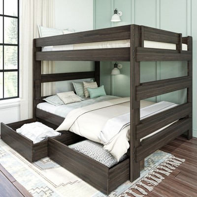 Max & Lily Farmhouse Queen Over Queen Bunk Bed With Storage Drawers 