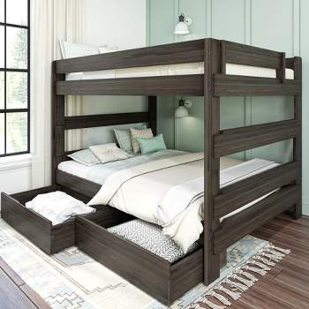 Max & Lily Farmhouse Queen over Queen Bunk Bed with Storage Drawers