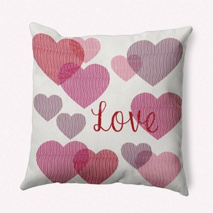 16"x16" Valentine's Day Colliding Hearts Square Throw Pillow Firecracker - e by design - 1 of 4