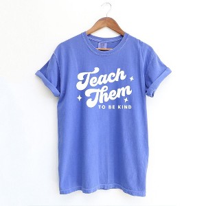 Simply Sage Market Women's Teach Them To Be Kind Retro Short Sleeve Garment Dyed Tee - 1 of 4