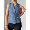 Womens Casual Sleeveless Blazer Vest Top Tie Waist V Neck Elagant Cardigan Vest - 4 of 4
