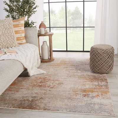 Ivory and Multicolor Abstract Stain-Resistant Area Rug