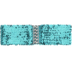 INSPIRE CHIC Women's Elastic Interlocking Buckle Sequin Waist Belt - 1 of 4