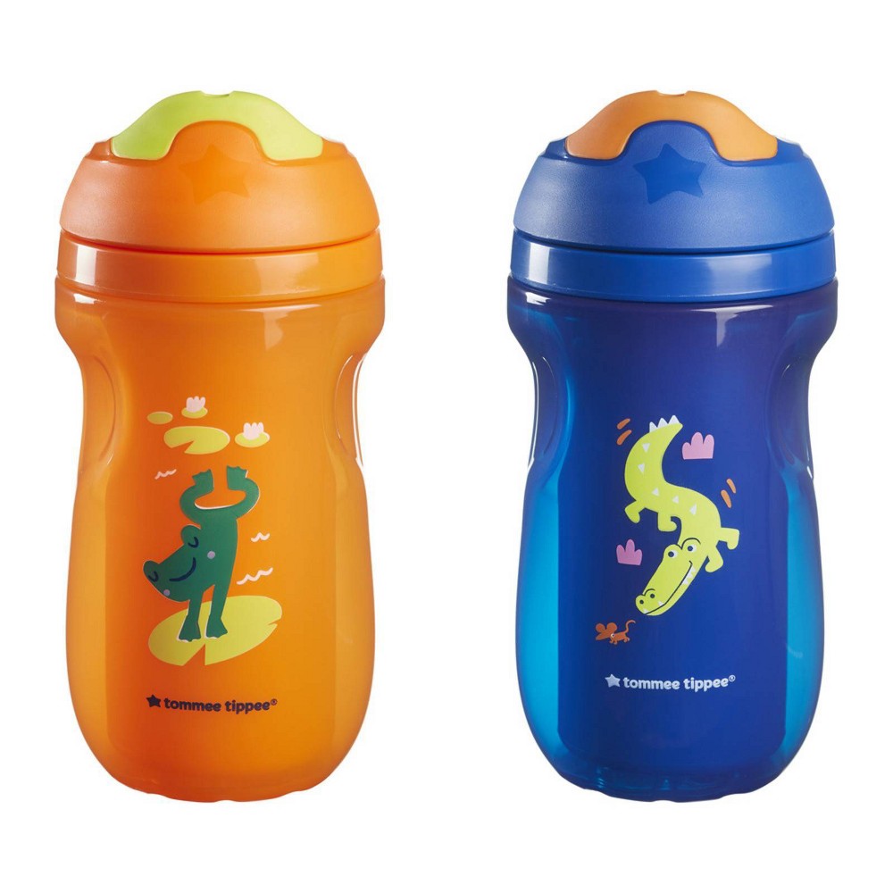 Photos - Glass Tommee Tippee 9oz Insulated Sippy Cup - Orange/Blue - 2pk 
