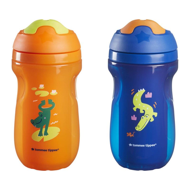 Tommee Tippee 9oz Insulated Sippy Cup - Orange/Blue - 2pk, 1 of 6