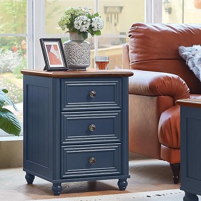Gericco 18" Farmhouse Night Stand, Wood Nightstand, Bedside End Table with Shelf Storage, Bed Side Tables Cabinet Dresser for Bedroom