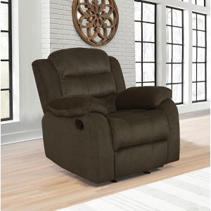 Velvet Glider Recliner with Padded Arms, Split Back and Smooth Gliding Motion - 1 of 4