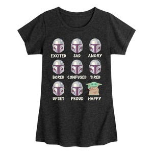 Girls' - The Mandalorian - Mandalorian Moods Fitted Short Sleeve Graphic T-Shirt - 1 of 4