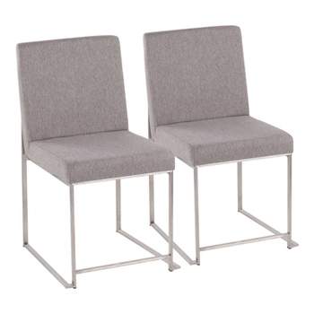 Set of 2 Highback Fuji Polyester/Stainless Steel Dining Chairs Light Gray - LumiSource