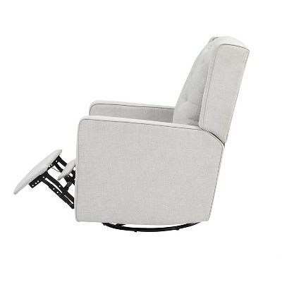 Gray Microfiber Manual Swivel Recliner with Wood Accents