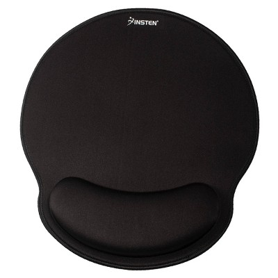 Insten Mouse Pad with Wrist Support Rest, Stitched Edge Mat, Ergonomic Support, Pain Relief Memory Foam, Round, Black, 10.5 x 9.5 inches