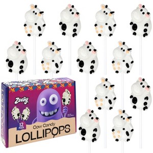 Zeesy Cow Lollipops – 12 Pack of Individually Wrapped Farm Animal Candy – Cow Birthday and Baby Shower Favors - 1 of 3
