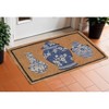 HomeRoots 20" X 30" Brown Blue And White Chinoiserie Coir Abstract Outdoor Door Mat - 2 of 4