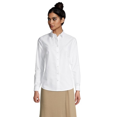 Lands' End School Uniform Women's Long Sleeve Oxford Dress Shirt - 16 -  White : Target