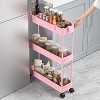 Acoinel Slim Storage Cart 3 Tier,Bathroom Organizer Rolling Utility,Mobile Shelving Unit Slide Out for Office, Kitchen - 4 of 4