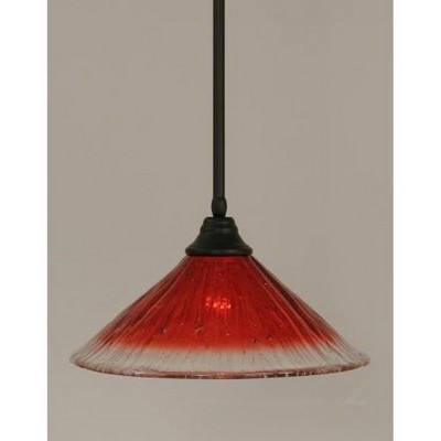 Toltec Lighting Any 1 - Light Pendant in  Matte Black with 16" Raspberry Crystal Shade
