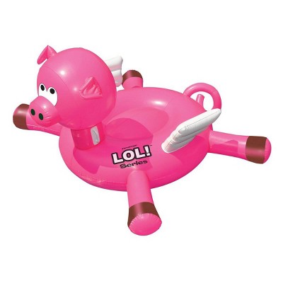 Swimline LOL! Series Giant Inflatable Ride-On Flying Pig Swimming Pool Float