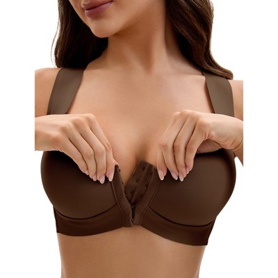 INSPIRE CHIC Women's Front Closure Push Up Wirefree Wide Straps U Back Tank Bras