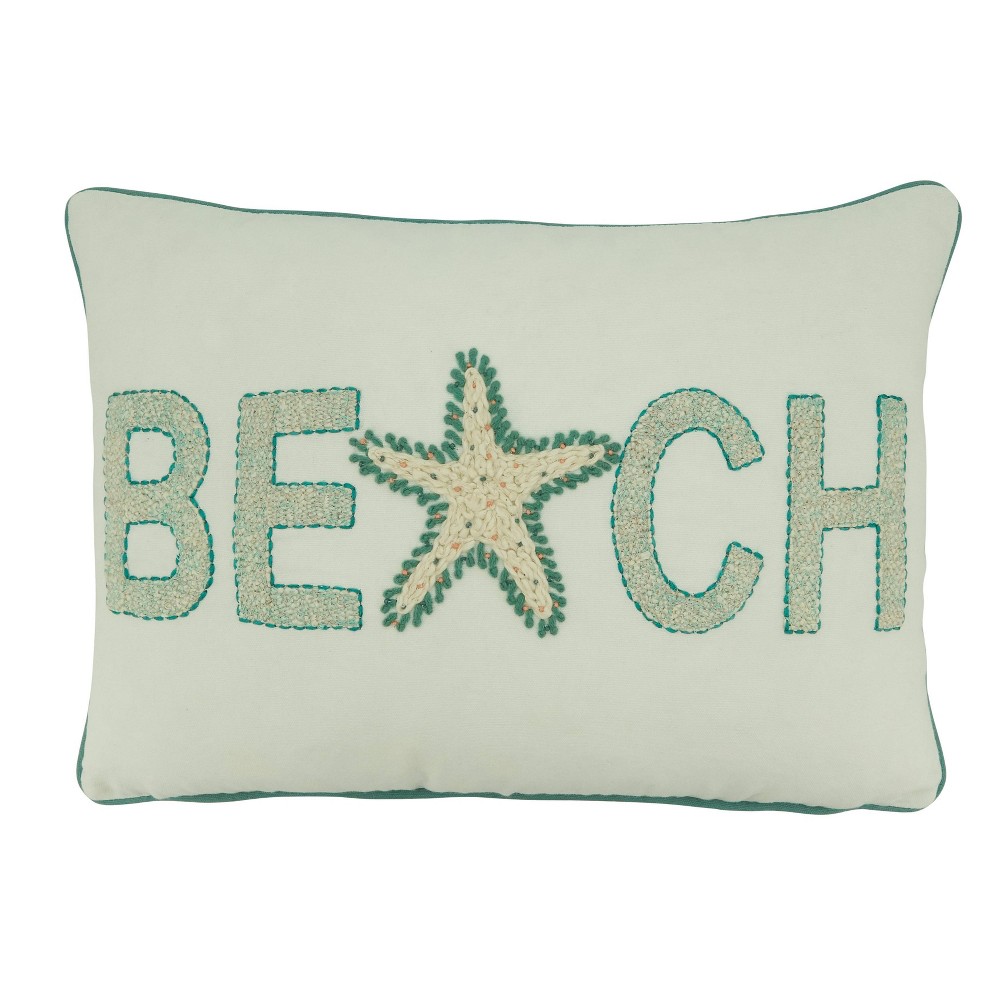 Photos - Pillow 14"x20" Oversize Poly Filled Beach Design Lumbar Throw  Ivory - Saro