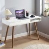 42 Inch Modern Simple Home Office Writing Desk, Mid Century Computer Desk with Drawer and Open Storage Cubby - 2 of 4