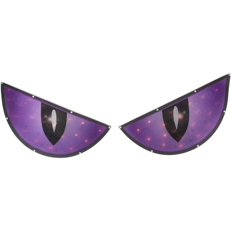 Northlight Set of 2 Lighted Purple and Black Eyes Halloween Window Silhouette Decorations 40", 1 of 7