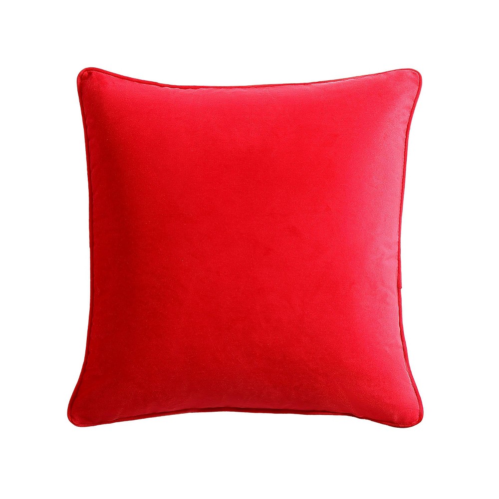 Photos - Pillow 18"x18" Solid Velvet Square Throw  Red - Crescent & Starlight