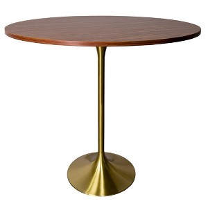 LeisureMod 48" Round Bar Height Dining Table with MDF Top Pub Table and Black Stainless Steel Pedestal Base Verve Collection - 1 of 4