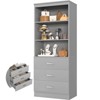 Aheaplus 71'' Tall Storage Bookcase, Bookshelf with 3-Tier Open Shelves and 3 Drawers, Wood Storage Cabinet - 2 of 4