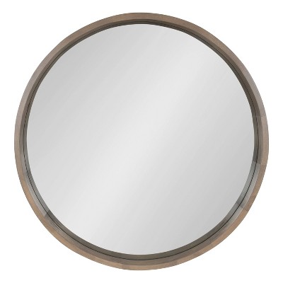 Gray 30" Round Wood Frame Wall Mirror
