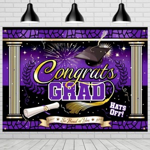 Treasures Gifted Purple Graduation Backdrop - Purple Graduation Party Supplies - 1 of 1