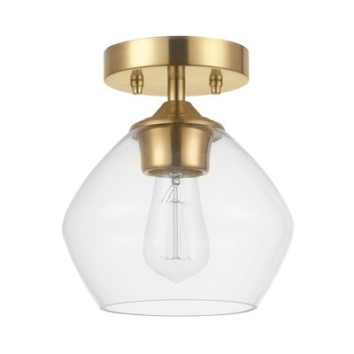 Globe Electric Harrow 1-Light Semi-Flush Mount Ceiling Lighting with Clear Glass Shade: Mid-Century Design, ETL Listed, Metal Body