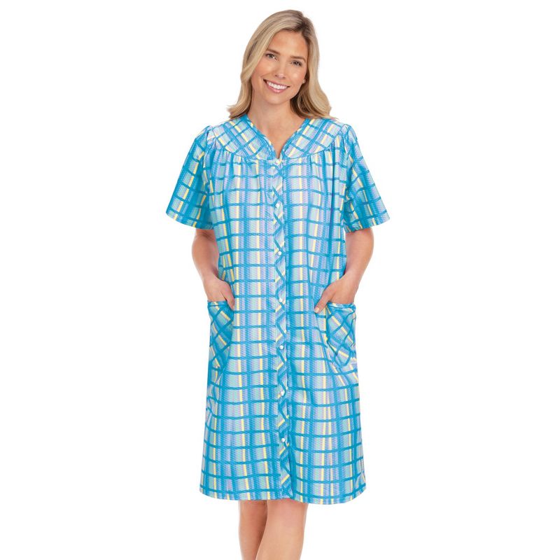 Collections Etc Plaid Snap Front Robe, 1 of 5