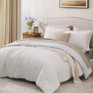 BAGOKIE 7 Pieces Bed in a Bag with Revesible Comforter, Sheets, Pillowcases & Shams, - 1 of 4
