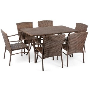 Jiallo Leisure Collection Outdoor Garden Patio Furniture 7PC Dining Set - 1 of 4