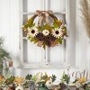 Nearly Natural 20-in Autumn Sunflower, White Pumpkin and Dried Lotus Pod Artificial Fall Wreath with Decorative Bow - 3 of 4