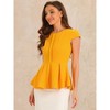 INSPIRE CHIC Women's Elegant Round Neck Cap Sleeve Solid Color Peplum Blouses - 2 of 4