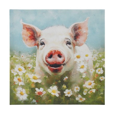 Madison Park 16"x16" Sunshine Happy Farm Animals Canvas Wall Decor Art Green