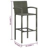 vidaXL Bar Stool Set of 4 Grey PE rattan, powder-coated steel Medium - 3 of 4