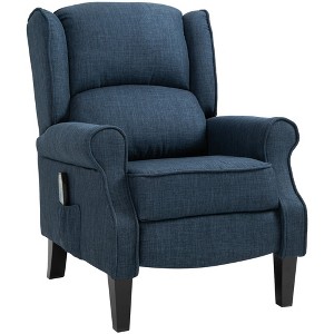 Vintage Upholstered Wingback Heated Vibrating Massage Recliner Chair with Remote Controller and Push-back Recline - 1 of 4