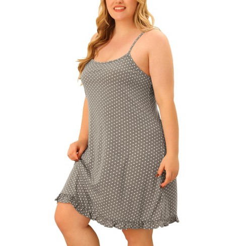 Agnes Orinda Women's Plus Size Comfort Ruffle Hem Polka Dots