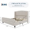 Velvet Upholstered Bed Frame with Deep Button Tufted Wingback Headboard, Platform Bed Frame, No Box Spring Needed, Easy Assemble - 2 of 4