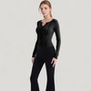 Anna-Kaci Active Women's Long Sleeve Fitted Athletic Top with Notch Neckline and Contoured Seams - 3 of 4