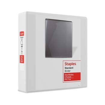 Staples Standard 2" 3-Ring View Binders White 6/Carton (26444CT) 55411CT/26444CT