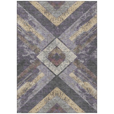 HomeRoots 10' X 14' Purple And Gold Geometric Washable Indoor Outdoor Area Rug